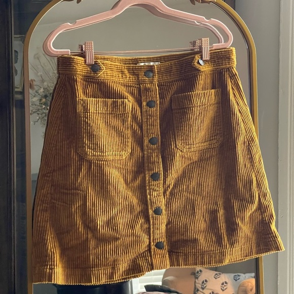 Madewell Dresses & Skirts - Madewell Gold Corduroy A-Line Mini Skirt Patch Pocket Edition Size 8